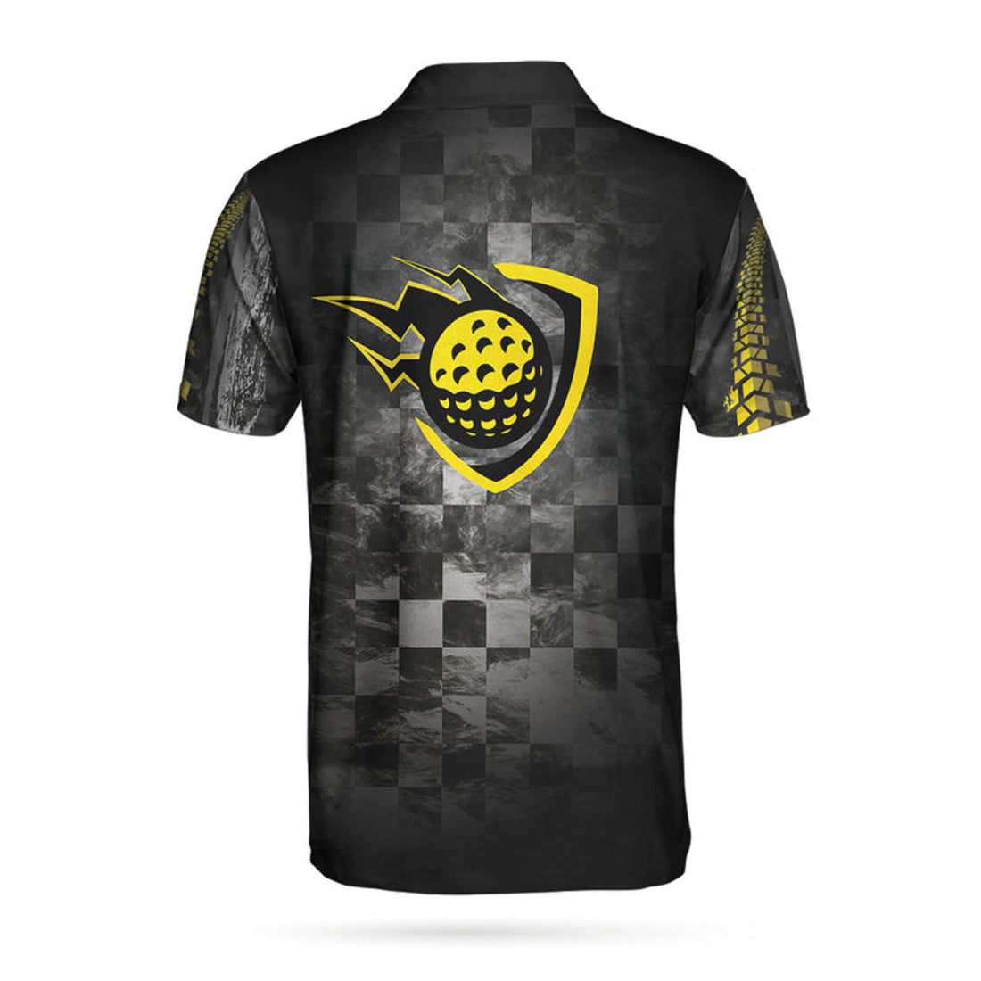 Golfer On Yellow Silhouette Polo Shirt, Checker Pattern Racing Polo Shirt, Best Golf Shirt For Men