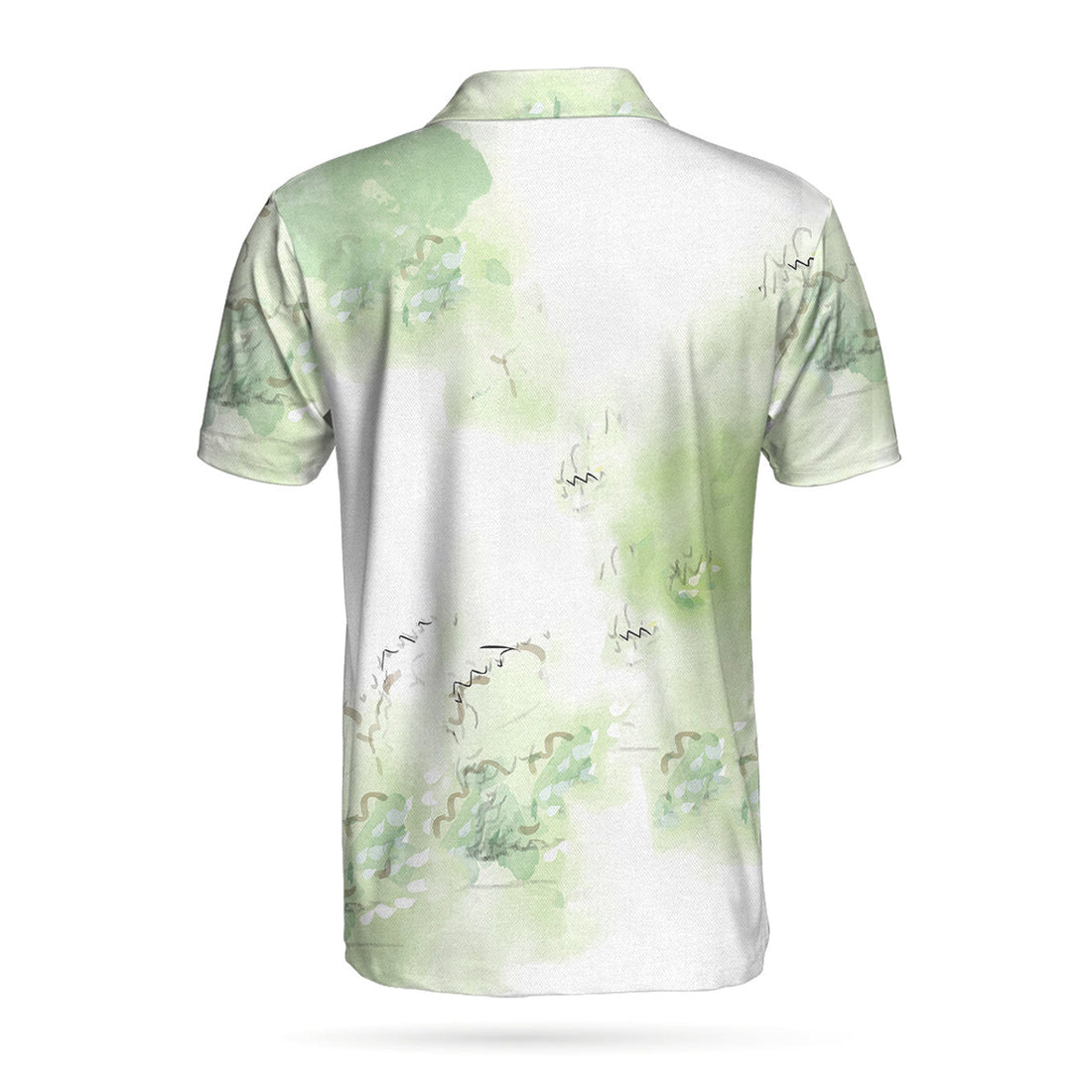 Golfer Painting Short Sleeve Men Polo Shirt, Green Tree Pattern Golfer Sketching Polo Shirt, Best Golf Shirt For Men, Best Gift For Golfers