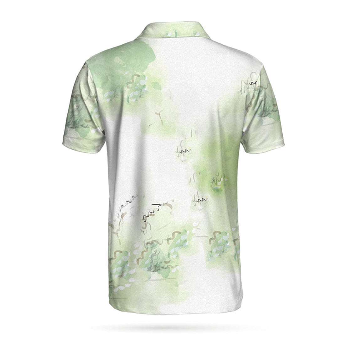 Golfer Painting Short Sleeve Polo Shirt, Green Tree Pattern Golfer Sketching Polo Shirt, Best Golf Shirt For Men