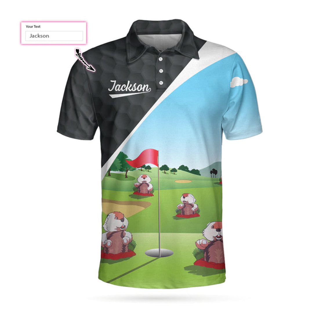 Custom Gopher My Mind Is On Golf Custom Polo Shirt, Personalized Golf Shirt For Men, Cool Gift For Golfers