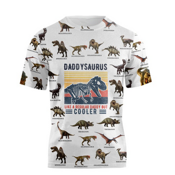 FUNSTUFFPRINT Daddysaurus 3D All Over Printed Shirts Daddy Saurus Sublimation Shirt For Dad Father'S Day 3D Shirts 3D T-shirt