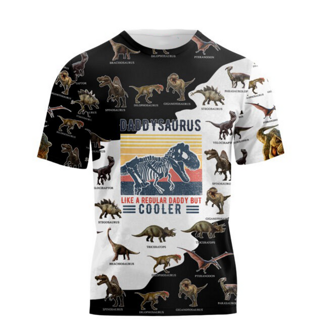 FUNSTUFFPRINT Daddysaurus 3D All Over Printed Shirts Daddy Saurus Best Gift For Father Day Sublimation Shirt For Dad 3D T-shirt