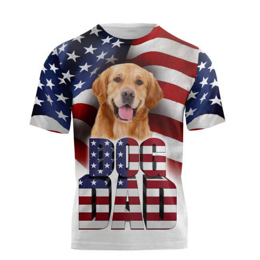 FUNSTUFFPRINT Dog Dad 3D All Over Printed Shirts In Usa Flag Background Father'S Day Gifts For Daddy, Dog Lover Gifts T-shirt