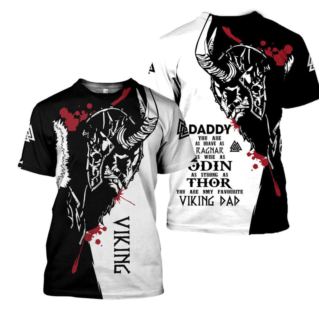 FUNSTUFFPRINT Vikings Dad 3D All Over Printed Shirts, 3D T-Shirt For Father Day, Gift For Viking Dad, Father's Day Hoodie 3D T-shirt