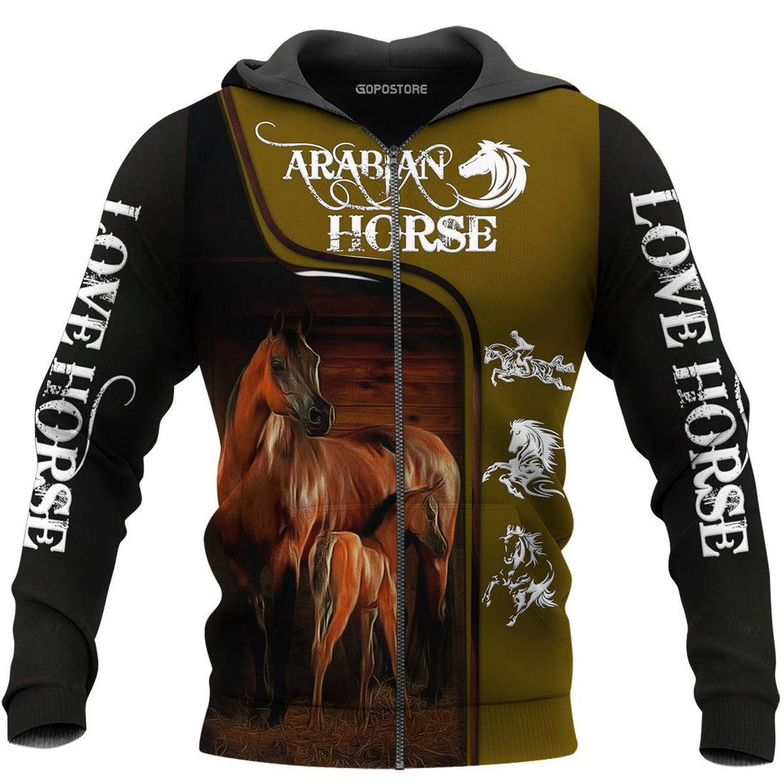 FUNSTUFFPRINT Arabian Horse 3D Hoodie and Zip Hoodie