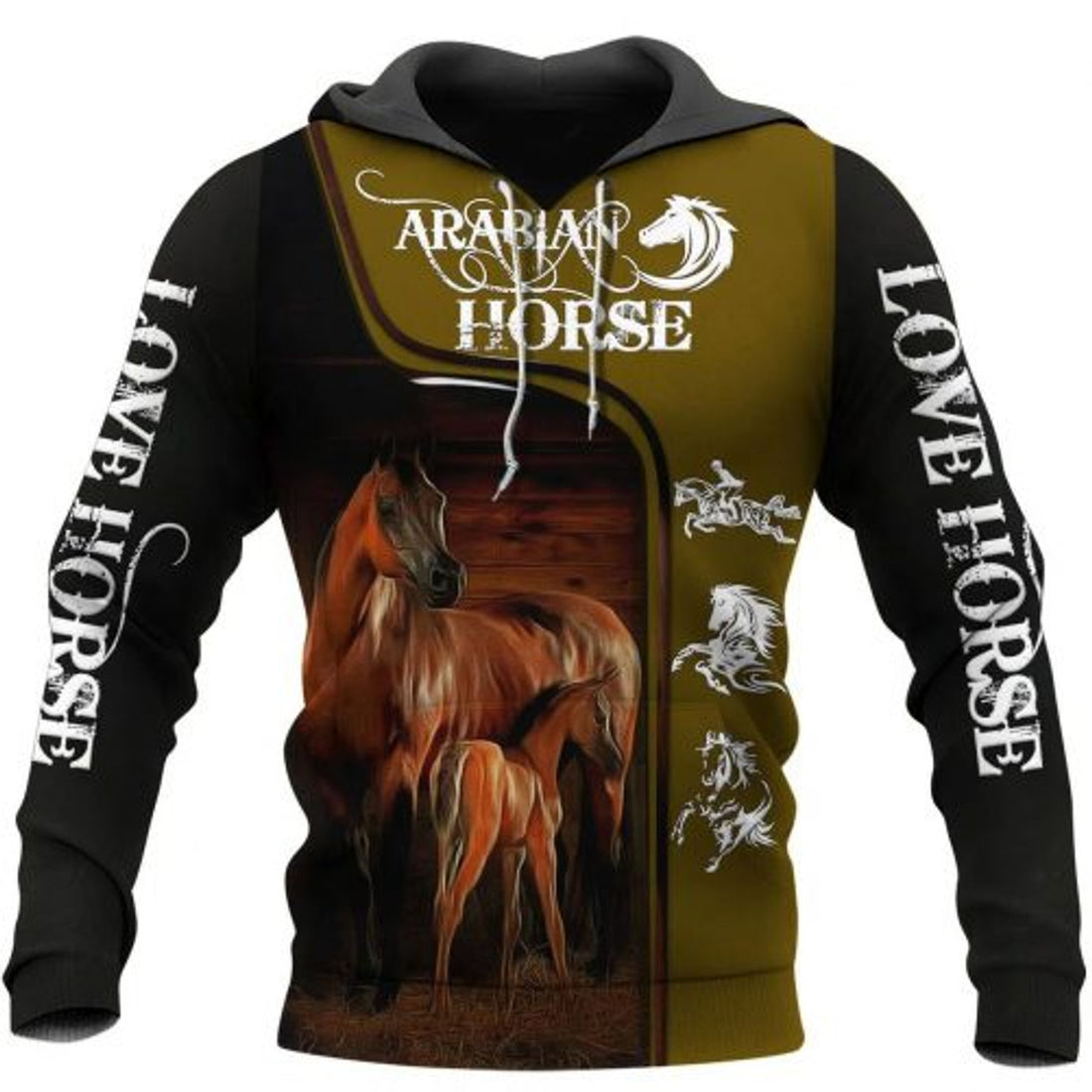 FUNSTUFFPRINT Arabian Horse 3D Hoodie and Zip Hoodie