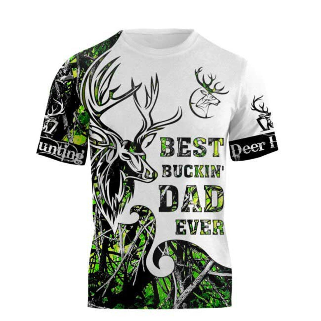 FUNSTUFFPRINT Best Buckin' Dad Ever 3D All Over Printed Shirts, For Hunting Dad, Deer Hunting Dad Clothing 3D T-shirt