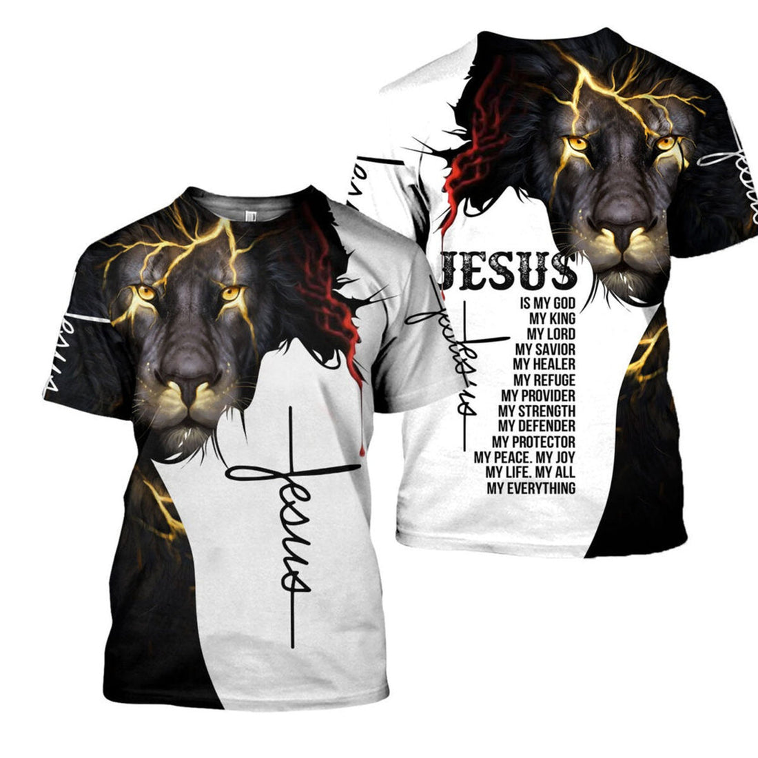 FUNSTUFFPRINT Easter Jesus 3D All Over Printed Shirts, Jesus Is My God Full Printed Hoodie, Lion Jesus 3D Shirts 3D T-shirt