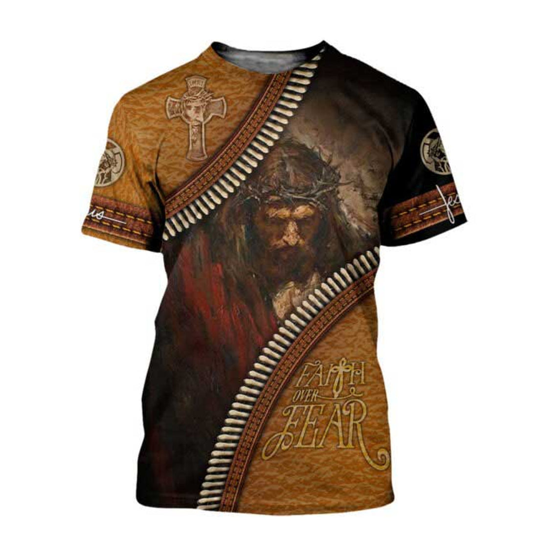 FUNSTUFFPRINT Faith Over Fear 3D All Over Printed Tee Shirt, 3D Full Printed Hoodie Christian Jesus, Jesus 3D T-shirt