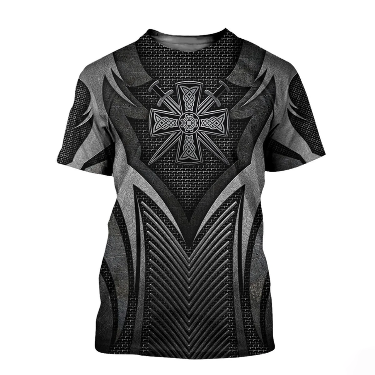FUNSTUFFPRINT Irish Armor Warrior Chainmail Shirts, 3D All Over Printed St. Patrick's Day Shirt, Armor Shirt 3D T-shirt
