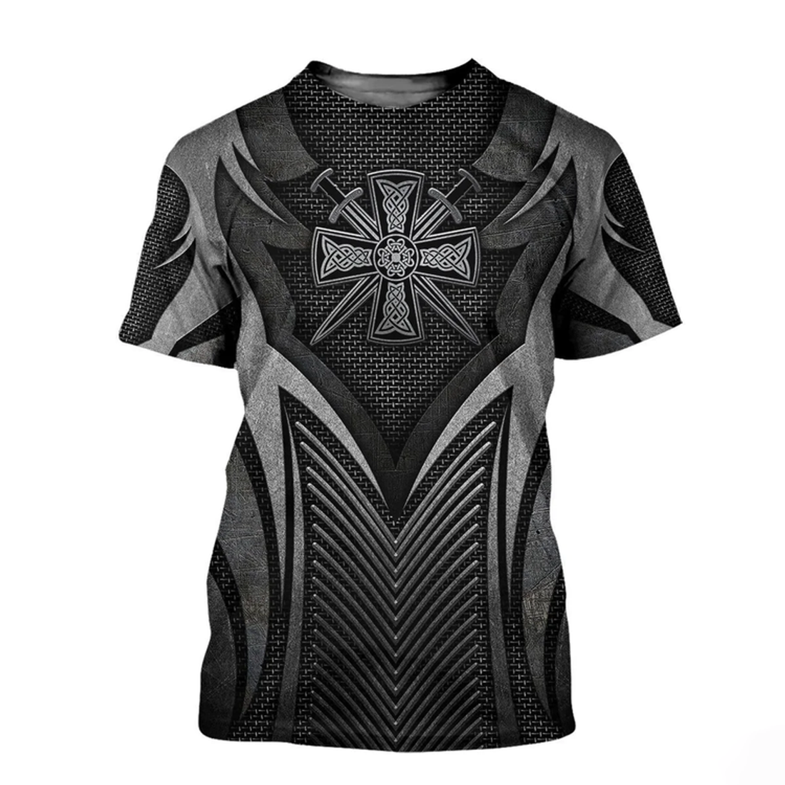 FUNSTUFFPRINT Irish Armor Warrior Chainmail Shirts, 3D All Over Printed St. Patrick's Day Shirt, Armor Shirt 3D T-shirt