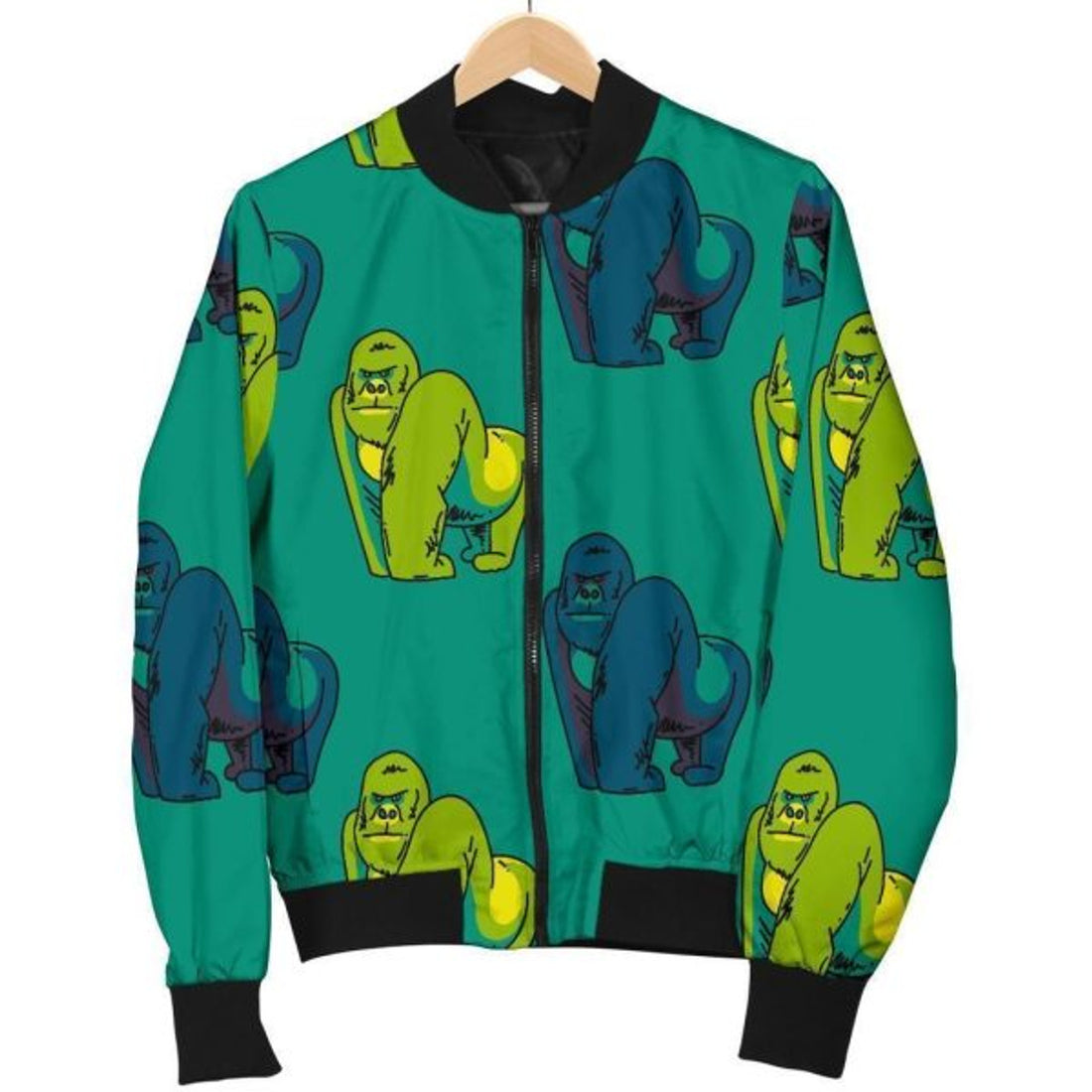 FUNSTUFFPRINT Gorilla Print Pattern Women Casual Bomber Jacket