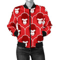 FUNSTUFFPRINT Gorilla Red Pattern Print Women Casual 3D Bomber Jacket