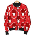 FUNSTUFFPRINT Gorilla Red Pattern Print Women Casual Bomber Jacket