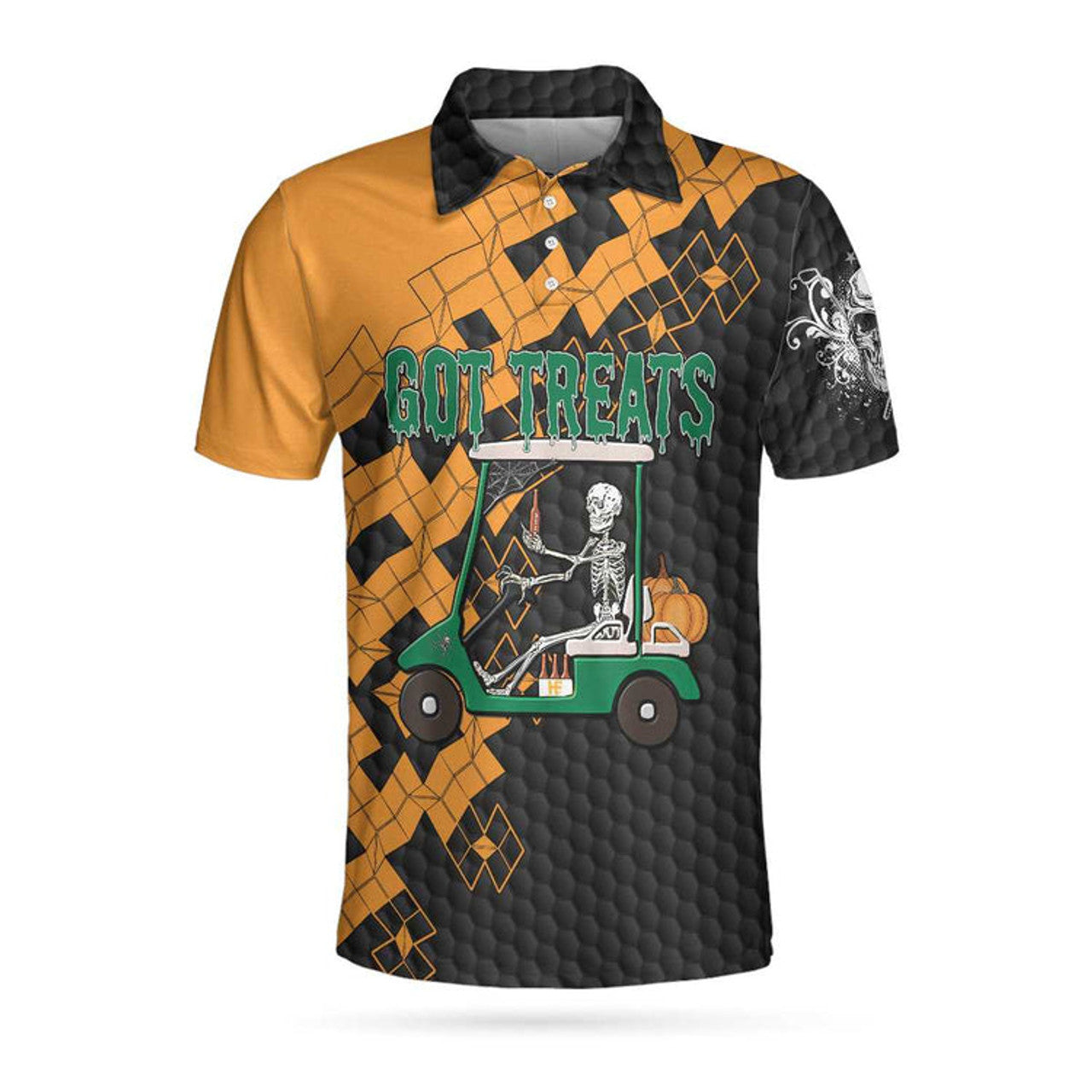 Got Golf And Got Treat Skull Golf Polo Shirt, Halloween Golf Shirt For Men, Halloween Gift For Golfers