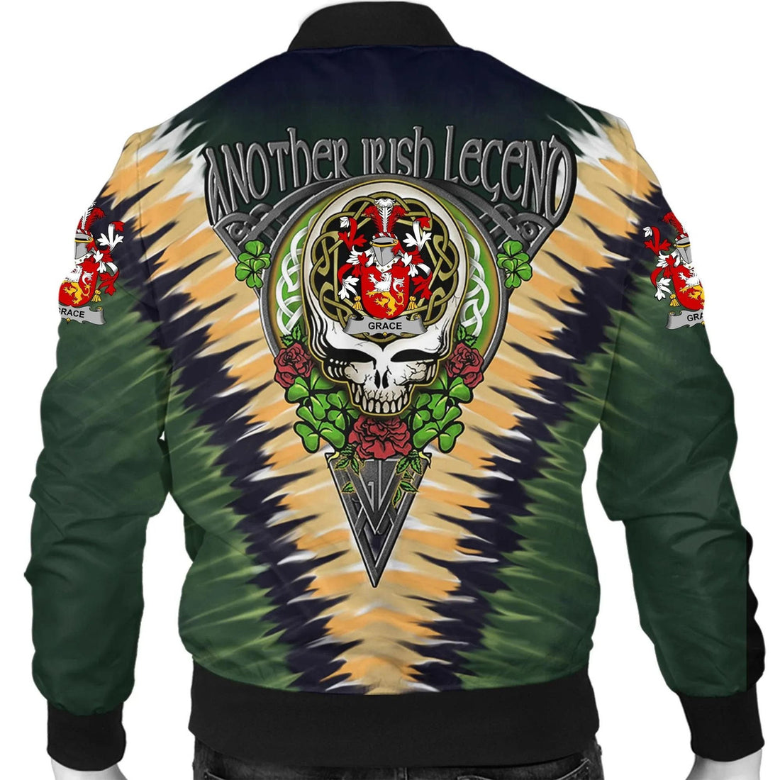 FUNSTUFFPRINT Grace Ireland Bomber Jacket - GD Irish Legend Shamrock V Tie-Dye 3D Bomber Jacket