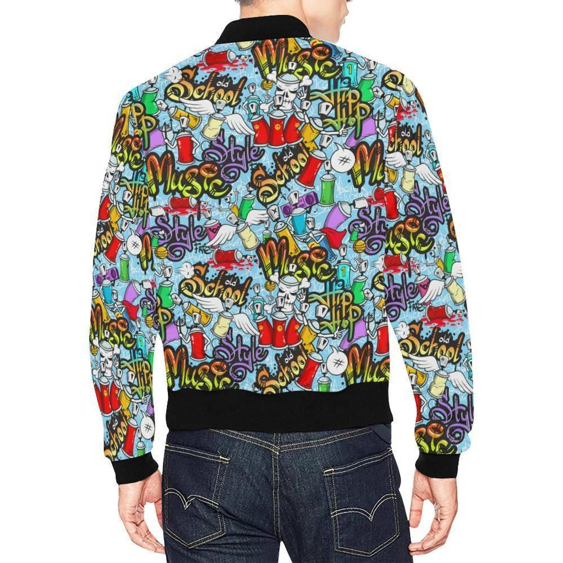 FUNSTUFFPRINT Graffiti Pattern Print Mens 3D Bomber Jacket
