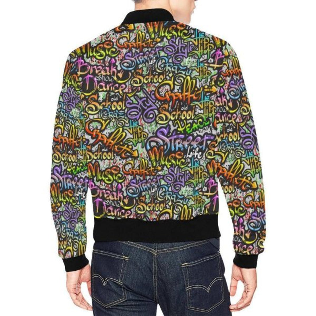 FUNSTUFFPRINT Graffiti Print Pattern Men's 3D Bomber Jacket