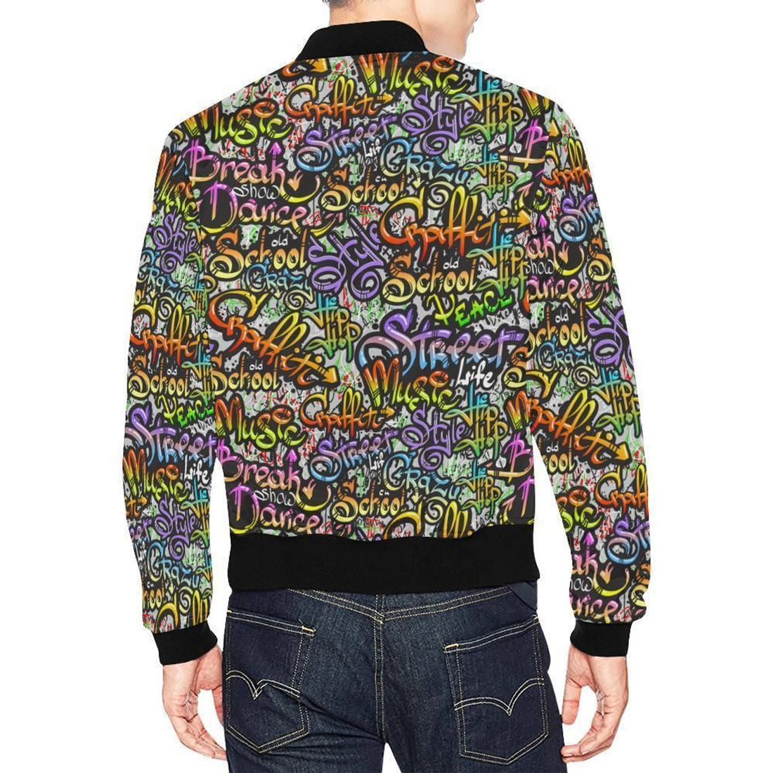 FUNSTUFFPRINT Graffiti Print Pattern Mens 3D Bomber Jacket