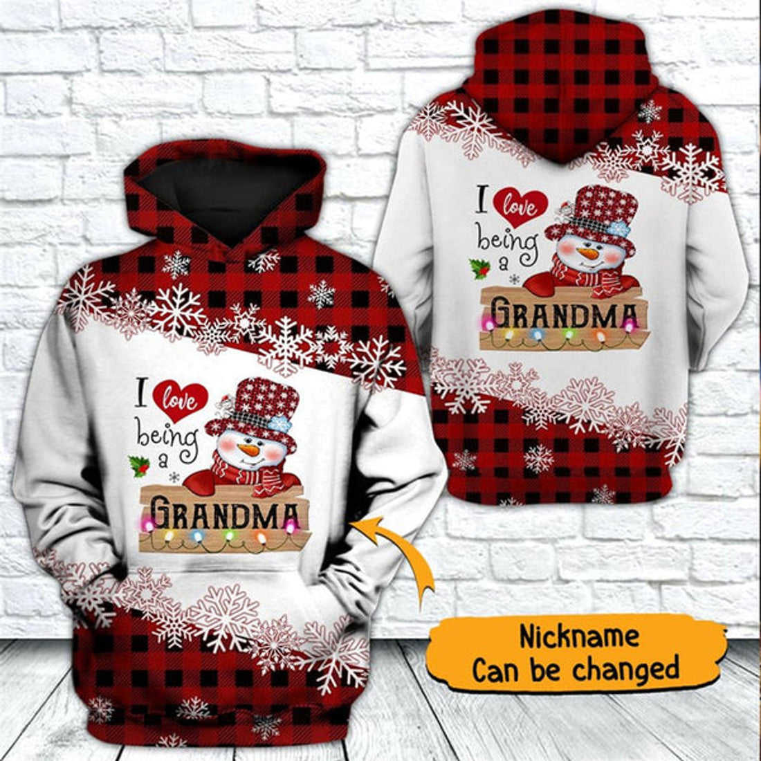 FUNSTUFFPRINT 3D Grandma Snowman Christmas 1 All Over 3D Hoodie and Zip Hoodie