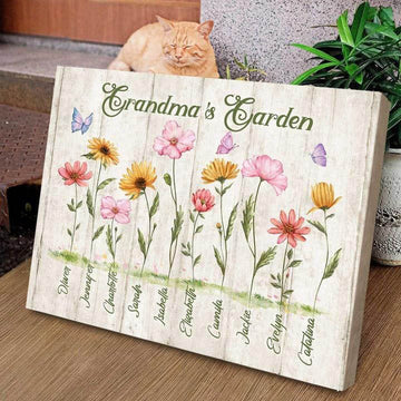 Grandma’s Garden, Family Poster, Flower Lover Poster and Canvas