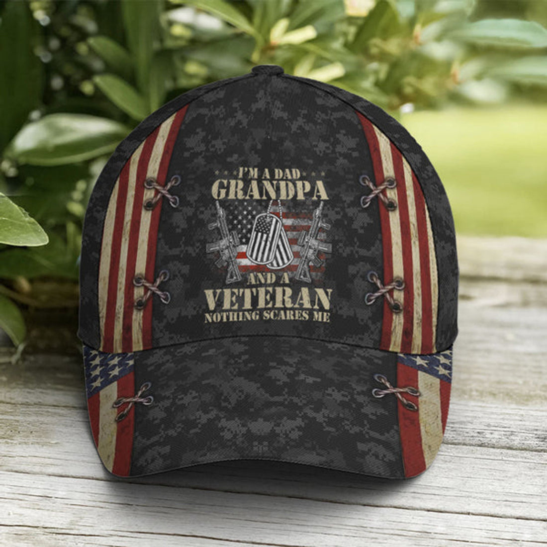 FUNSTUFFPRINT Grandpa Dad Veteran Nothing Scares Me Baseball Cap