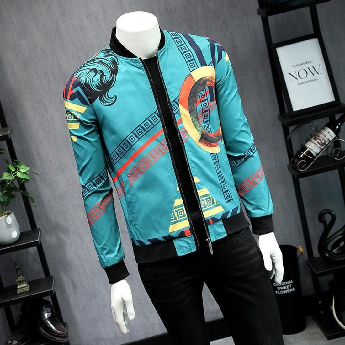 FUNSTUFFPRINT Graph Print Casual Men 3D Bomber Jacket