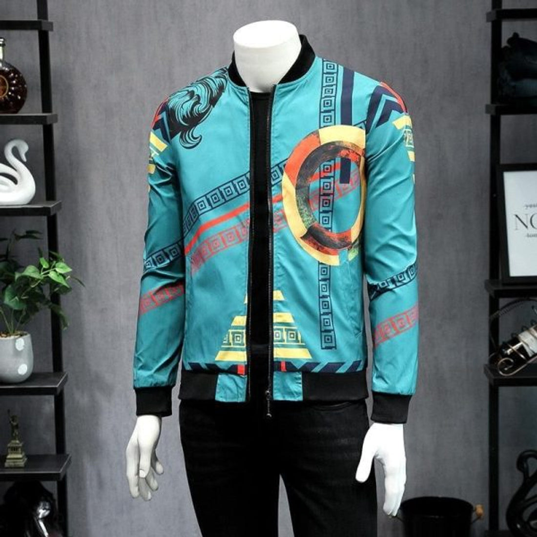 FUNSTUFFPRINT Graph Print Casual Men Bomber Jacket
