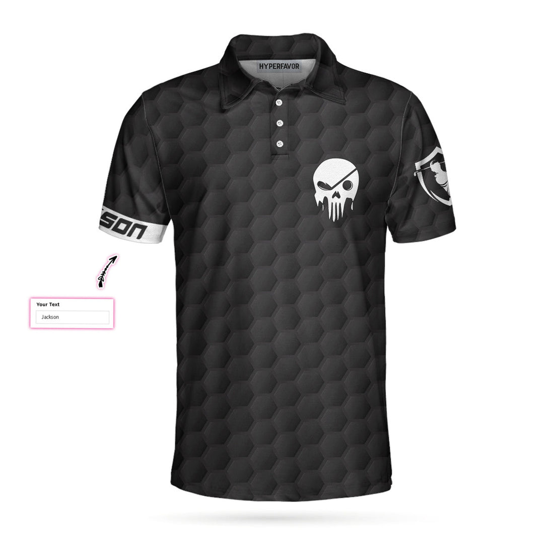Custom Personalized Black Skull Golfing Men Polo Shirt, Grass Destroyer Custom Polo Shirt Design, Golf Gift Idea For Male