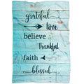 FUNSTUFFPRINT Grateful Love Believe Thankful Faith Blessed Fleece Blanket - Christian Blanket - Bible Verse Blanket