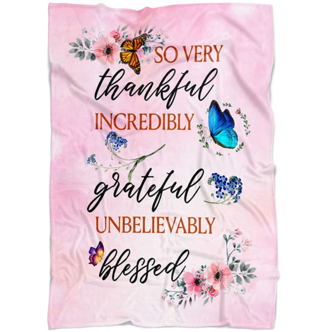 FUNSTUFFPRINT Grateful Thankful Blessed 3 Fleece Blanket - Christian Blanket - Bible Verse Blanket