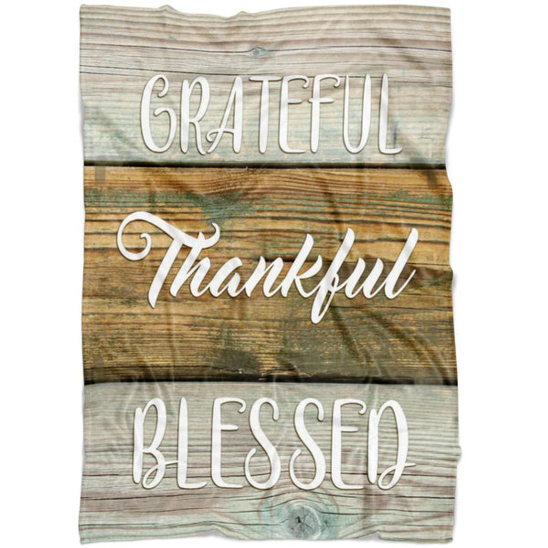 FUNSTUFFPRINT Grateful Thankful Blessed Fleece Blanket - Christian Blanket - Bible Verse Blanket
