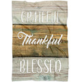 FUNSTUFFPRINT Grateful Thankful Blessed Fleece Blanket - Christian Blanket - Bible Verse Blanket