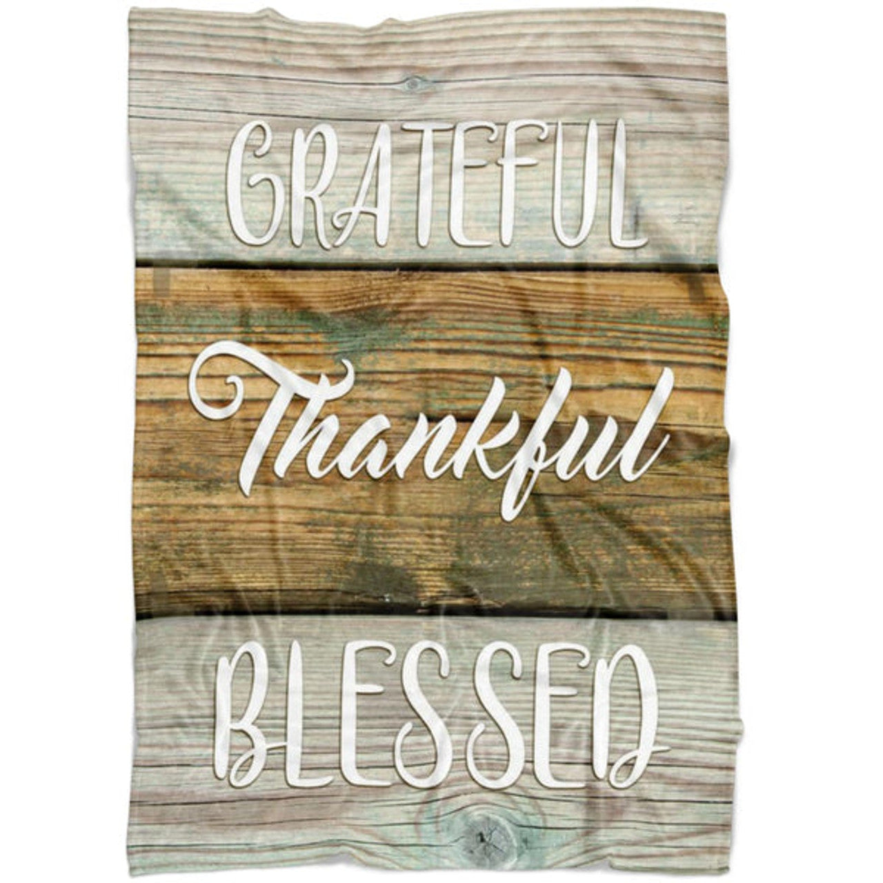 FUNSTUFFPRINT Grateful Thankful Blessed Fleece Blanket - Christian Blanket - Bible Verse Blanket