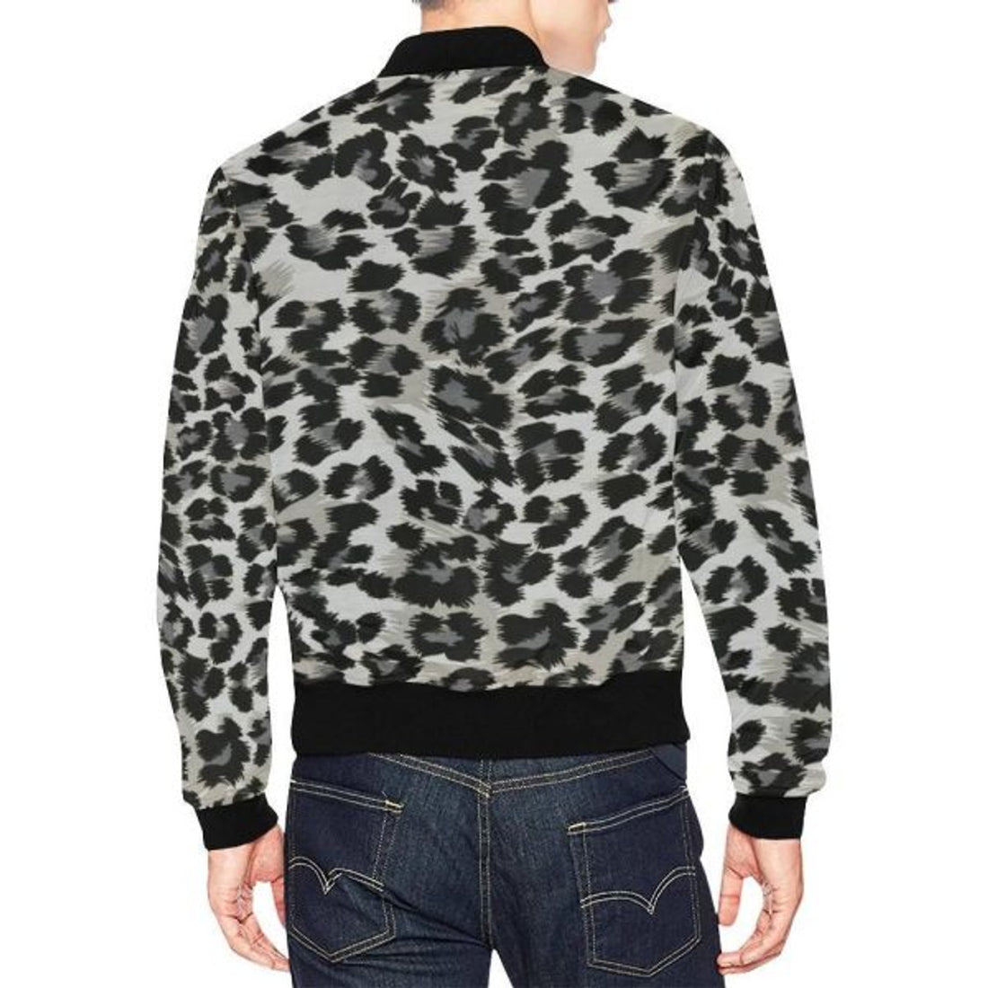FUNSTUFFPRINT Gray Cheetah Leopard Pattern Print Men's 3D Bomber Jacket