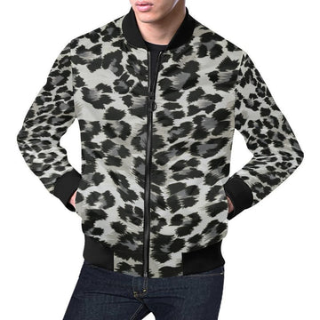 FUNSTUFFPRINT Gray Cheetah Leopard Pattern Print Mens 3D Bomber Jacket