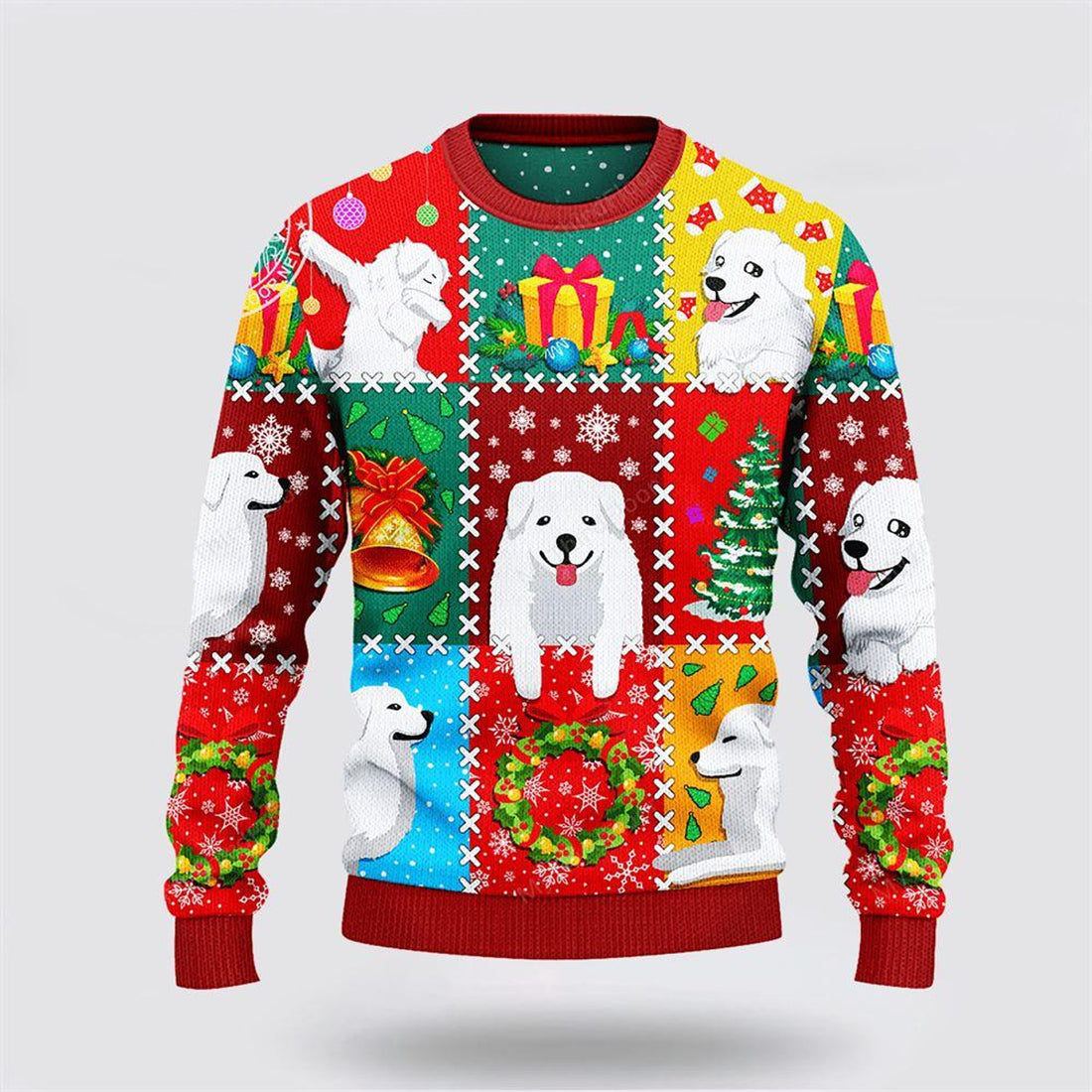 FUNSTUFFPRINT Great Pyrenees Dog Lovers Christmas Wishes All Over Sweater – Dog Lover Christmas Sweater Ugly  Sweater