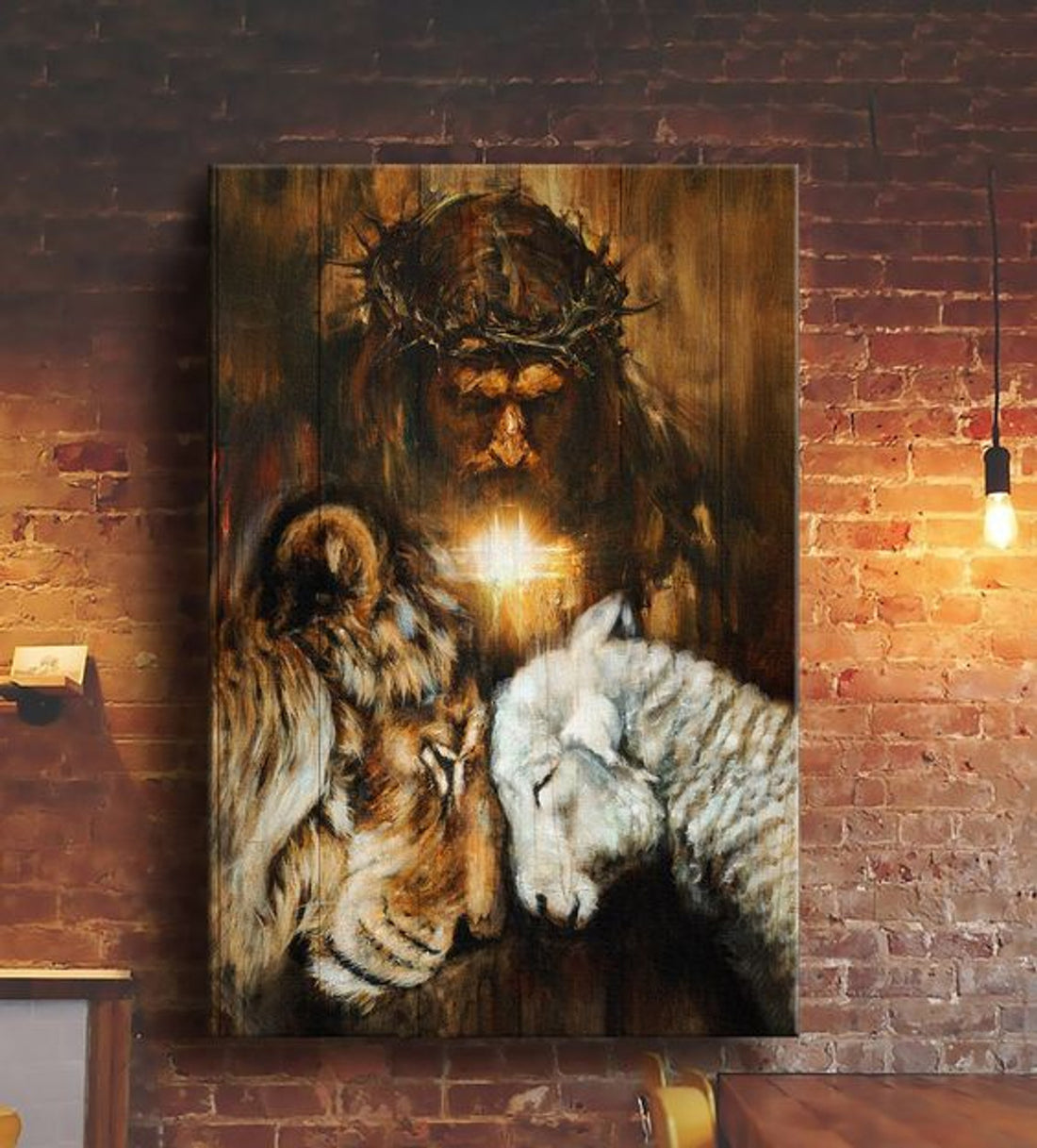 Great Tiger And Lamb Jesus Canvas Posters - Christian Wall Posters - Religious Wall Decor