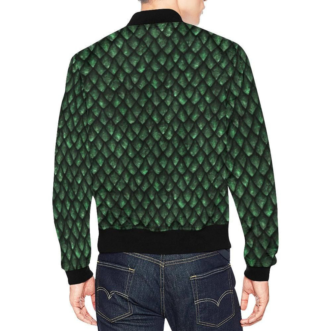 FUNSTUFFPRINT Green Egg Skin Dragon Pattern Print Mens 3D Bomber Jacket