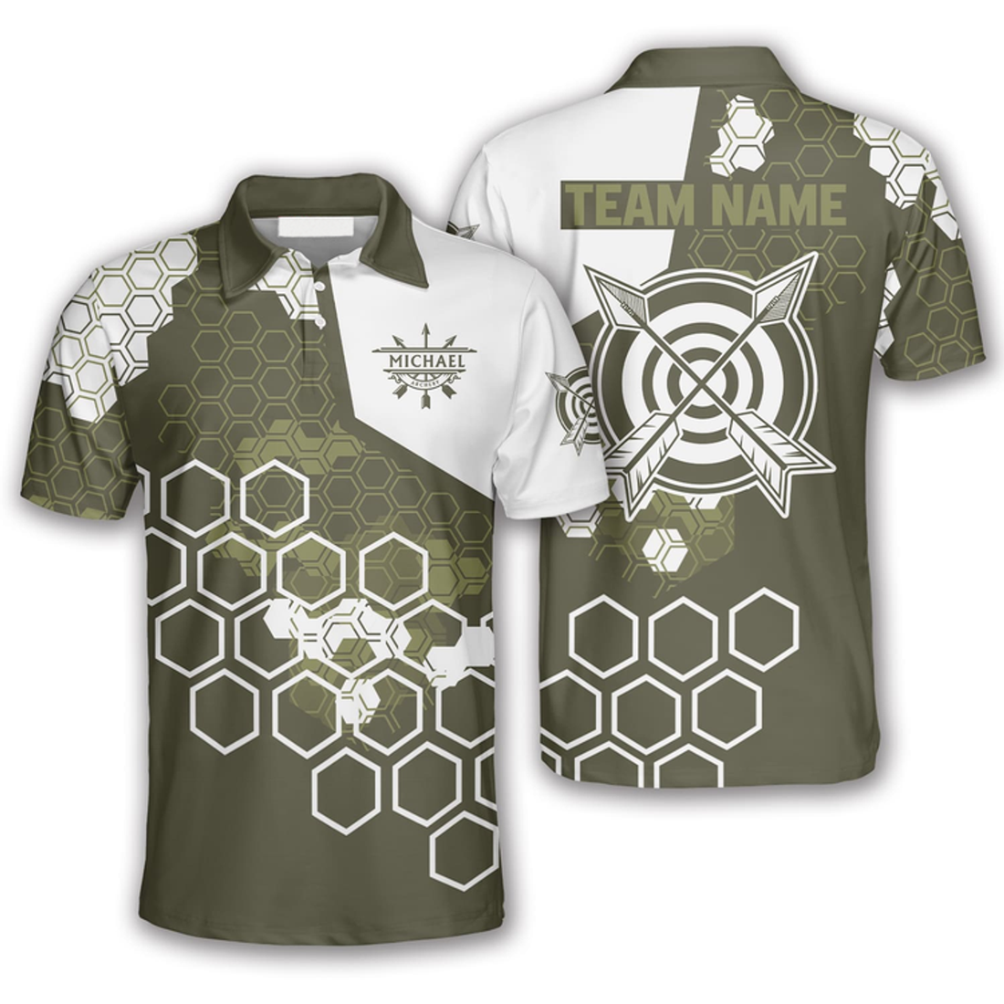 Custom Red Black Honeycomb Pattern Custom Archery Shirts for Men, Archery Polo Shirt