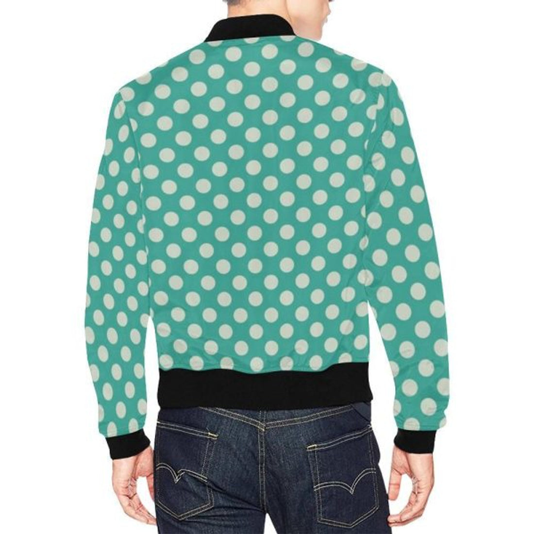 FUNSTUFFPRINT Green White Polka dot Pattern Print Men's 3D Bomber Jacket