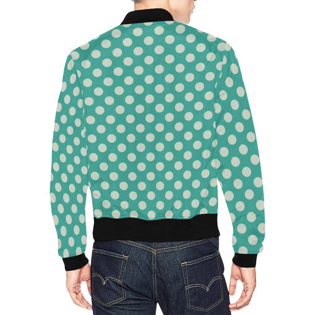 FUNSTUFFPRINT Green White Polka dot Pattern Print Mens 3D Bomber Jacket
