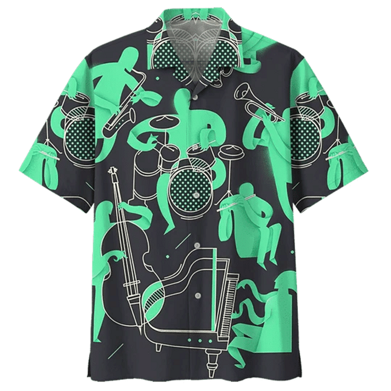 Green Drum Hawaiian Shirt for Men, Funny Drummer Gift, Drums Player Shirt, Drums Player Gift