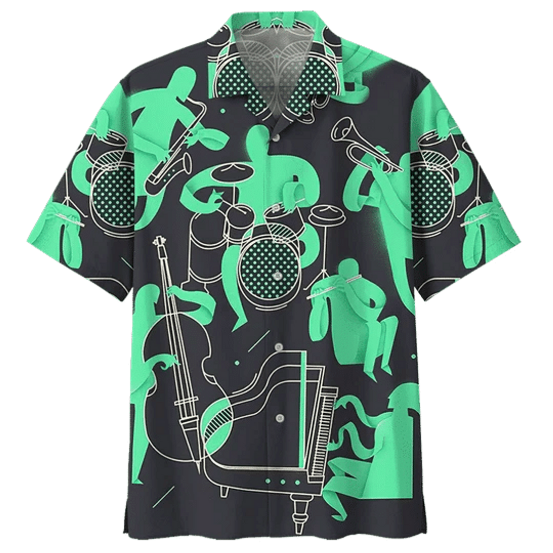 Green Drum Hawaiian Shirt for Men, Funny Drummer Gift, Drums Player Shirt, Drums Player Gift
