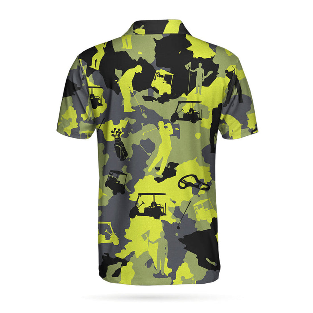 Green And Grey Camouflage Golf Polo Shirt, Military Streetwear Polo Shirt, Camo Golf Shirt For Men
