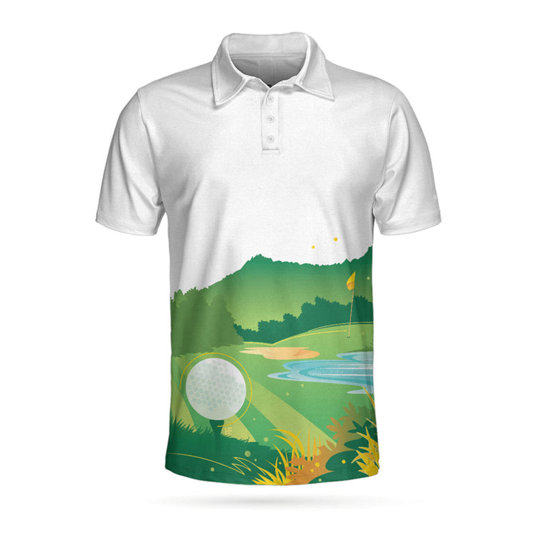 Green Golf Course Short Sleeve All Over Print Polo Shirt, Unique Golf Shirt For Men, Cool Gift For Golfers