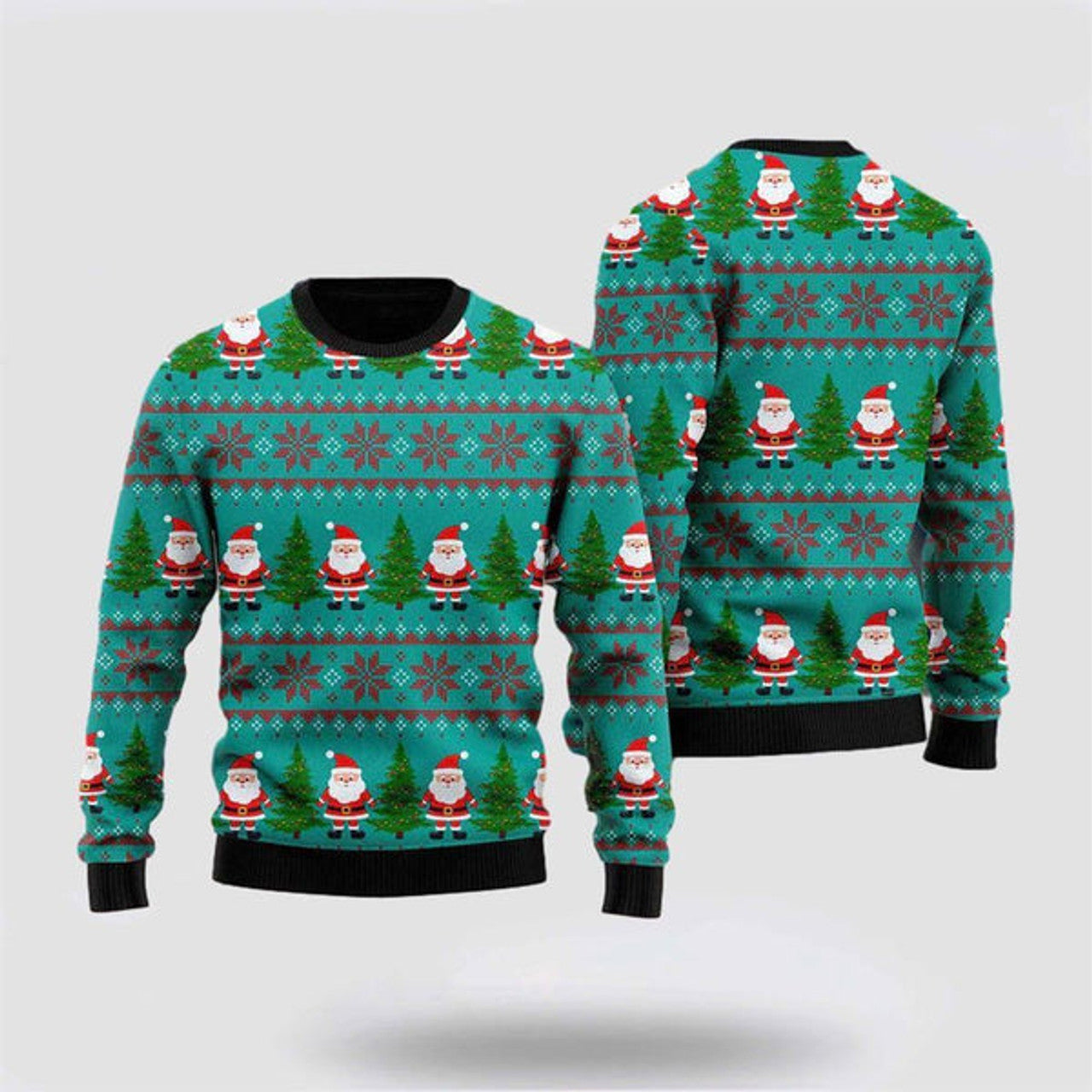 FUNSTUFFPRINT Green Santa Claus Merry Christmas Ugly Christmas Sweater For Men And Women, Best Gift For Christmas, The Beautiful Winter Christmas Outfit Ugly Sweater