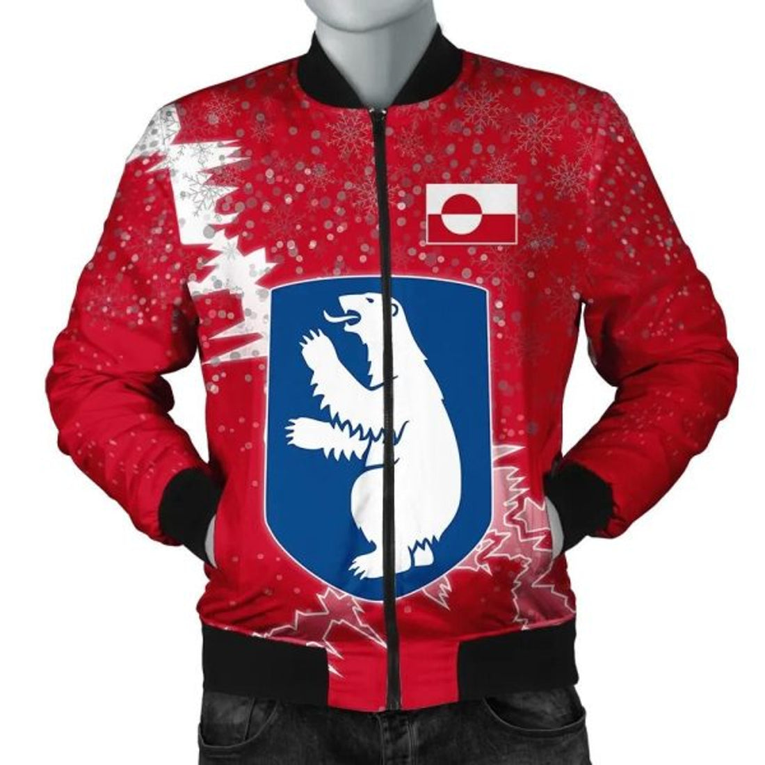 FUNSTUFFPRINT Greenland Christmas Coat Of Arms Men 3D Bomber Jacket