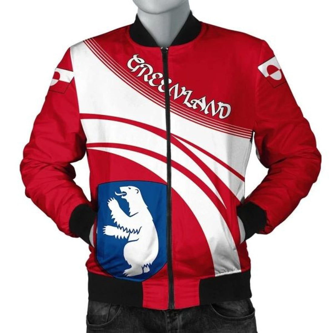FUNSTUFFPRINT Greenland Coat Of Arms Men Bomber Jacket Cricket W Bomber Jacket