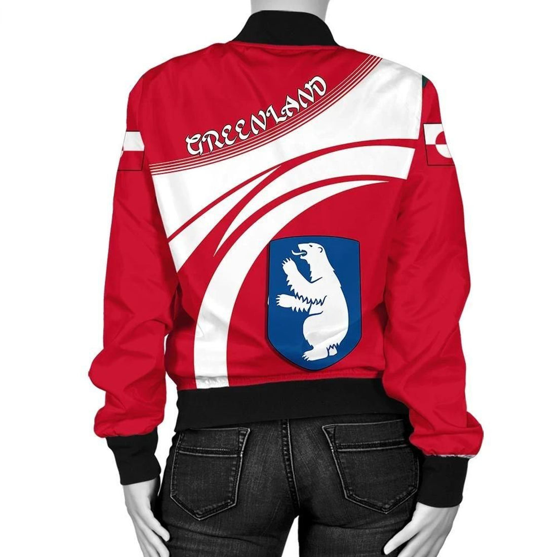 FUNSTUFFPRINT Greenland Coat Of Arms Women Bomber Jacketticket 3D Bomber Jacket